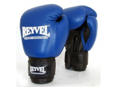 Перчатки боксерские синие кожа 14 унц. Reyvel